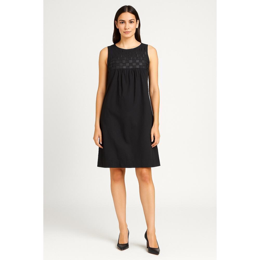 VINCE Black Sleeveless Textured Yoke Dress Size 4